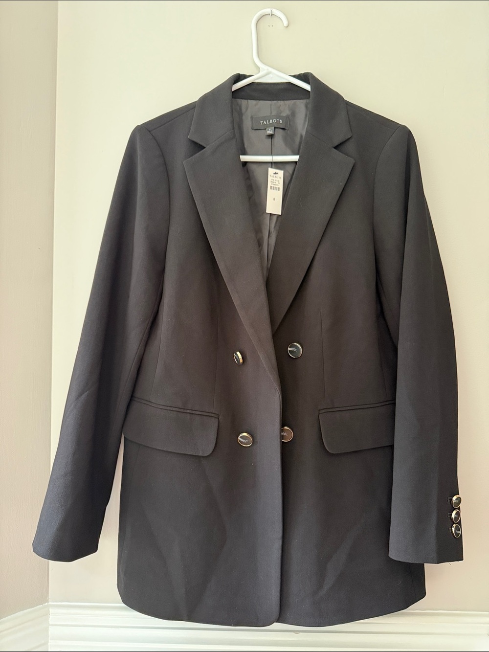Talbots Double-Breasted Black Blazer Size 8
